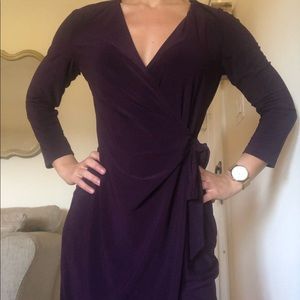 Dark Purple Faux Wrap Dress Size 4 Anne Klein